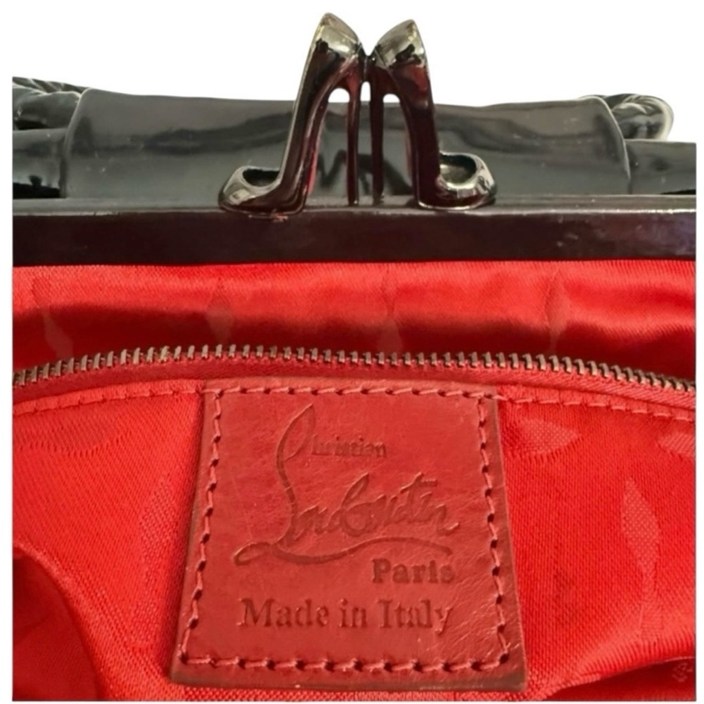 Christian Louboutin Loubette Black Patent Kisslock Satchel - Picture 3 of 9